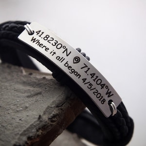 Boyfriend Coordinate Bracelet, Mens Coordinate bracelet, Long distance,  Gps Bracelet, location bracelet, fiance, Jewelry, Husband Gifts