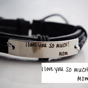 Pulsera manuscrita MENS, Pulsera manuscrita, Escritura a mano grabada, Pulsera manuscrita personalizada, Joyería de firma, Pulsera manuscrita