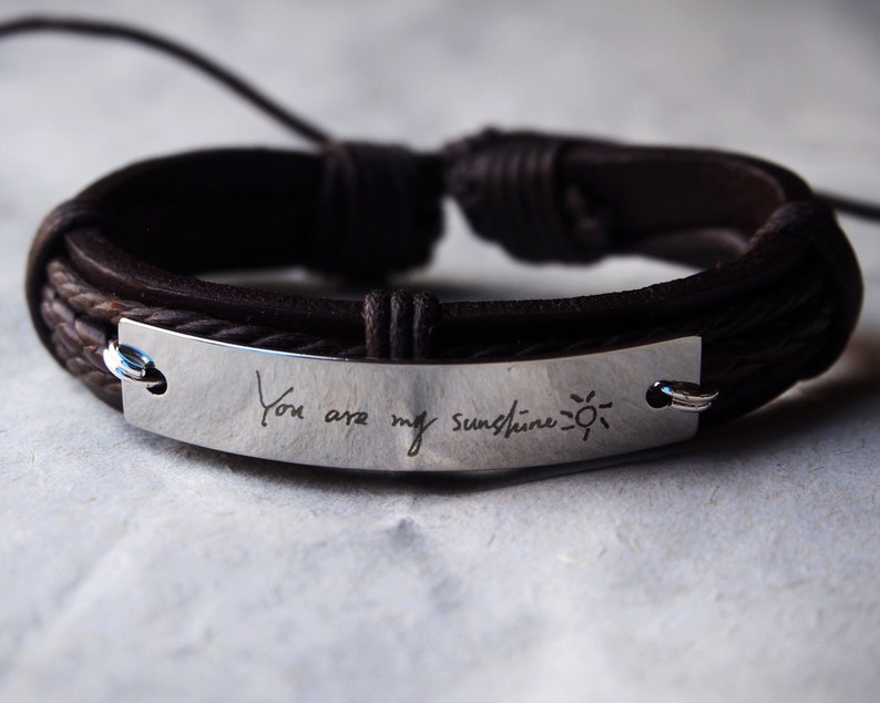 Engraved Bracelet Men Personalized Bracelet Handwriting Etsy