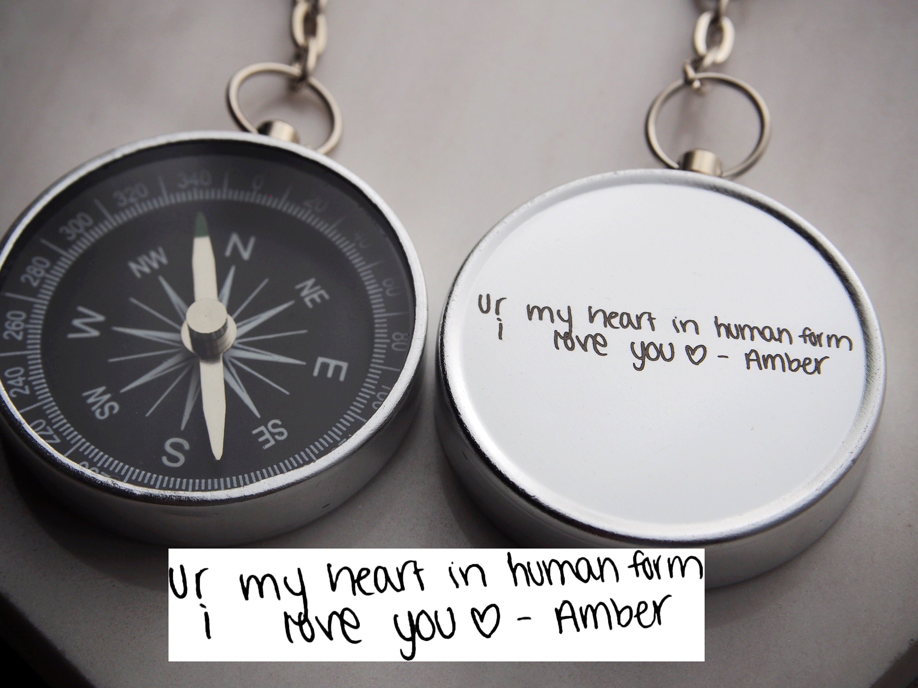 Real Handwritten Compass Stainless Steel, Handwriting Compass, Outdoor ...