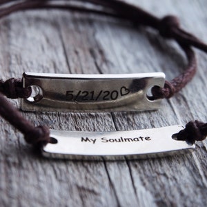 My Soulmate, Relationship Bracelet, Engraved Date Bracelet, inside Engraved Bracelet, Date, Anniversary, boyfriend girlfriend, Couples gifts