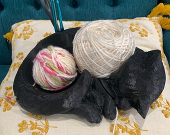Sleeping Cat Double Yarn Bowl for Knitting or Crochet