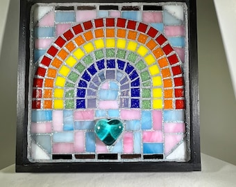 Mosaic wall art plaque/wall hanging - glitter Rainbow Pride