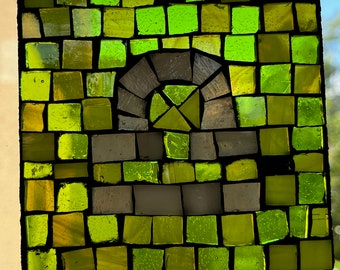 Libra Zodiac sign stained glass mosaic Suncatcher window hanging