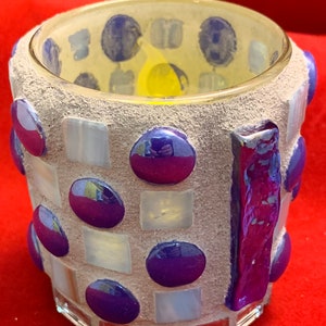 Glass mosaic tile candle holder votive tea light holder