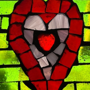 Glas-in-loodmozaïek Suncatcher raam hangend Hart