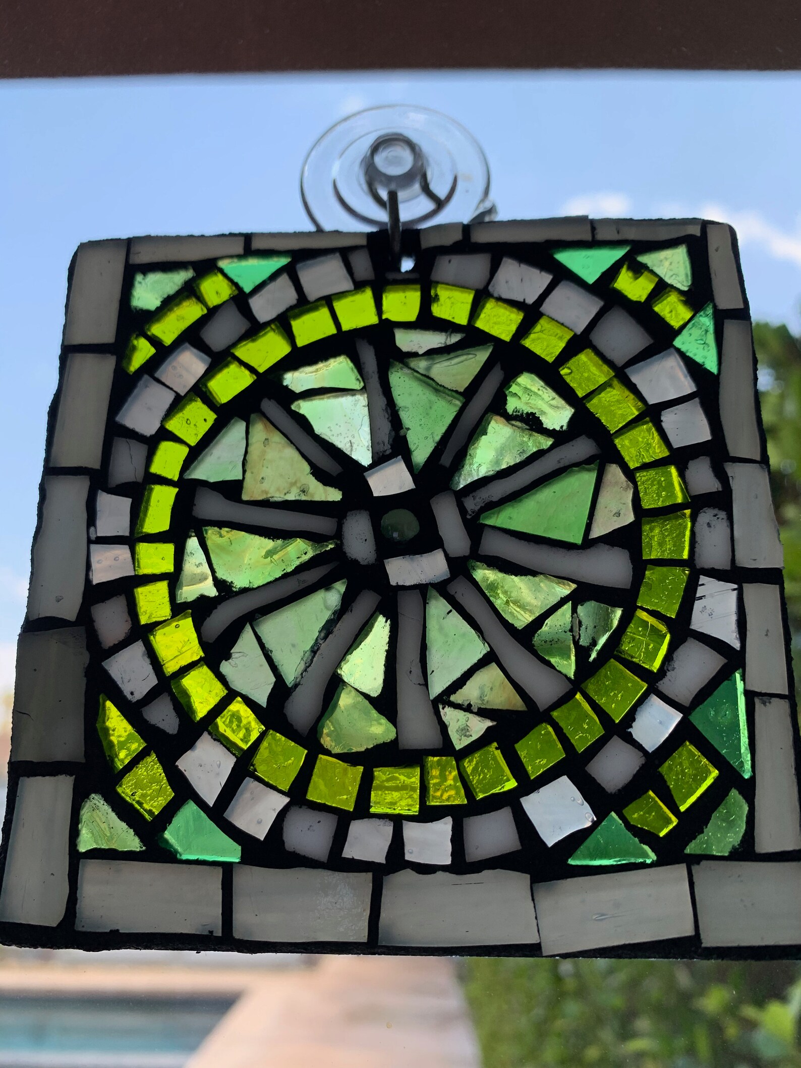 Stained Glass Mosaic Suncatcher Lime Etsy