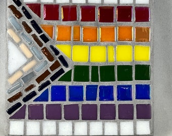 Plaque d'art mural/sous-verre en mosaïque - Rainbow Progress Pride