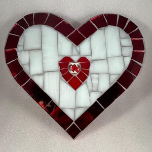 Glass mosaic Heart tile wall art - wall hanging - table top art