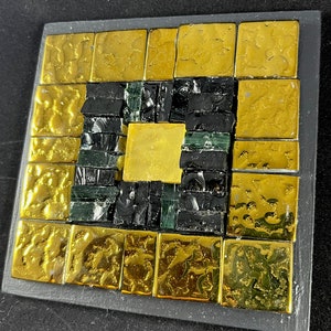 Glass mosaic tile wall art - wall hanging gold and black