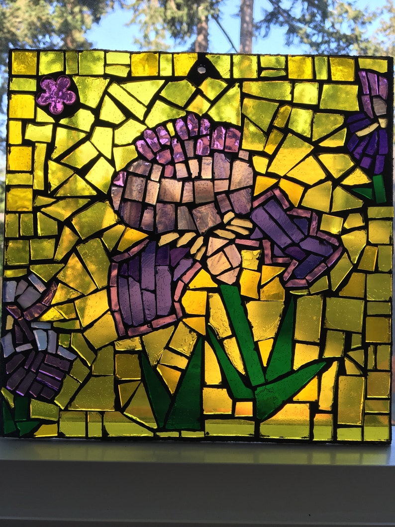 Flower Garden Stained Glass Mosaic Suncatcher Home Kitchen Home Decor Cristap Pl