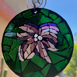 Stained glass mosaic Suncatcher window hanging tropical flower