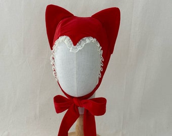 Devil/Cat/Bunny Bonnet (red velvet)