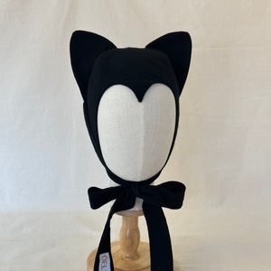 Devil/Cat/Bunny Bonnet (black brushed cotton)