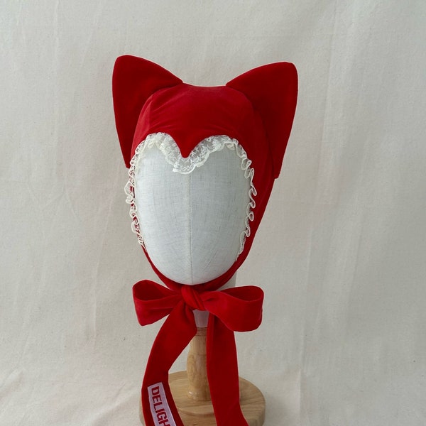 Devil/Cat/Bunny Bonnet (red velvet)