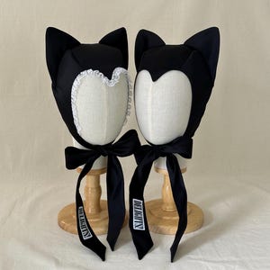 Cat Bonnet (black satin)