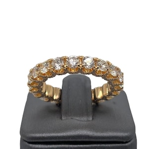 14K Italian Solid Gold Eternity Band Diamond Ring, Diamonds, Prong Set Diamonds, Yellow Gold, Breathetaking Full Diamond Ring image 1