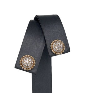 14K Yellow Gold Diamond Flower Stud Earrings, Beaded Ball Texture, Diamonds, Diamond Earrings, Studs, Beautiful Diamond Stud Earrings
