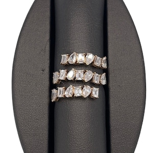 14K Solid Yellow Gold Fancy Cut Diamond Wrap Ring, Diamonds, Emerald Cut Diamonds, Pear Shape Diamonds, Statement Piece Ring