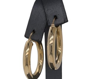 Pendientes de aro brillantes de oro amarillo de 14 quilates