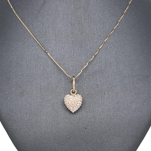 14K Yellow Gold Diamond Heart Charm, Yellow Gold, Diamond, Heart Charm, Gold Heart Charm, Diamond Heart Charm, Gold Charm
