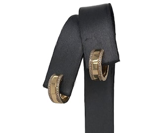 Pendientes de aro de oro amarillo de 14 quilates con diamantes