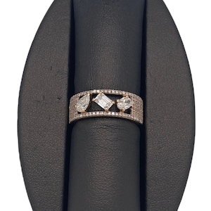 14K Yellow Gold Diamond Statement Ring, Diamonds, Emerald Cut Diamond, Oval Diamond, Pear Diamond, Diamond Ring, Cocktail Ring