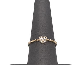 14K Yellow Gold Diamond Heart Ring