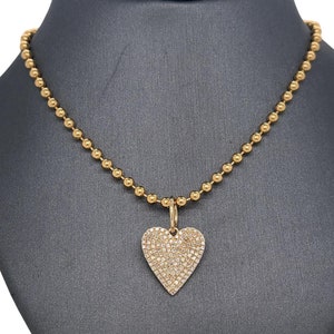 14K Yellow Gold Diamond Heart Pendant, Diamond Charm, Heart Pendant, Yellow Gold Pendant, Natural Diamonds, Statement Piece, Love