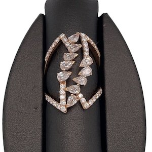 18K Solid Rose Gold Diamond Cocktail Ring, Diamonds, Rose Gold, Diamond Ring, Pear Shape Diamonds, Statement Piece Diamond Ring, Jewelry