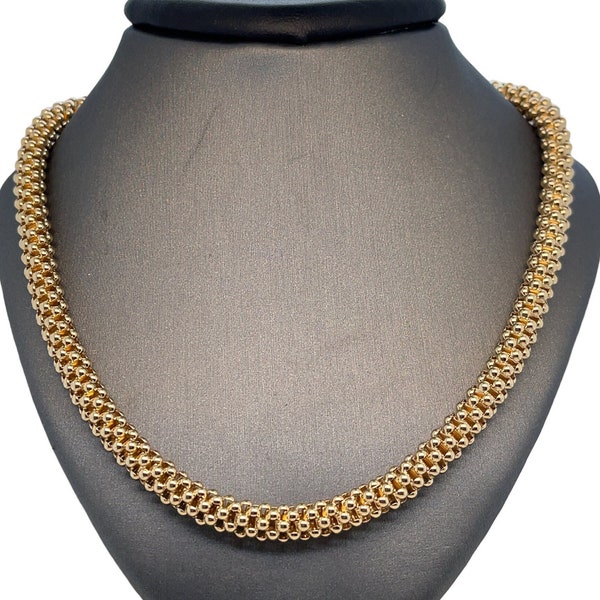 14K Italian Gold Specialty Link Chain, Yellow Gold, Bismark tube, Beautiful Statement Piece Chain