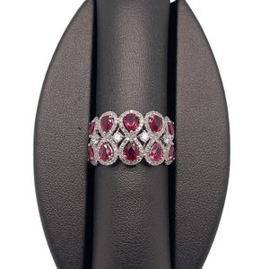 18K Solid White Gold Diamond and Ruby Ring, Diamonds, Rubies, Diamond Ring, White Gold, Cocktail Ring, Gorgeous Statement Piece Ring image 3