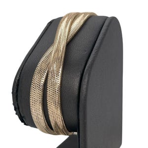 14K Italian Yellow Gold Flexible Two Strand Criss Cross Bangle Bracelet