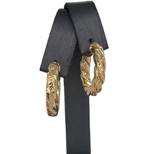 14K Yellow Gold Twisted Hoop Earrings, Yellow Gold Hoops, Latch Back Closure, Thick Textured Hoops, Diamond Cut Texture Earrings