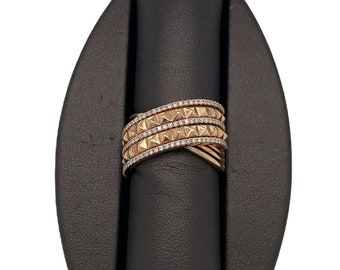 14K Yellow Gold Diamond Pyramid Wrap Ring