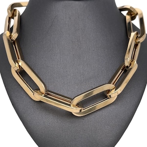 14K Yellow Gold Chunky Paperclip Link Chain, Gold Chain, Large Links, Polished Gold Links, Chunky Paperclip Chain, Yellow Gold Chain