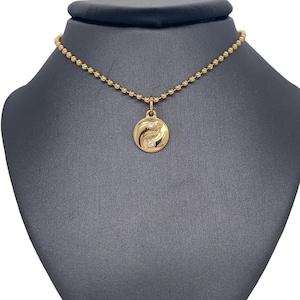 14K Solid Yellow Gold Bezel Set Diamond Mini Yin Yang Mini Charm, Diamonds, Bezel, Mini Charm, Diamond Yin Yang Pendant