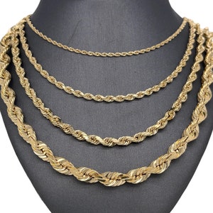 14K Solid Yellow Gold Rope Link Chain, Yellow Gold Chain, Rope Chain, Rope Links, Shiny Gold Chain, Solid Gold Chain, Polished Rope Chain
