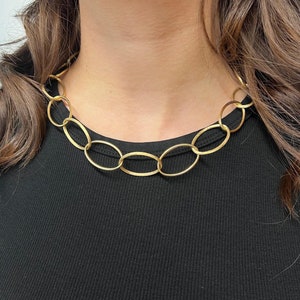 14K Yellow Gold Oval Link Chain, High Quality Italian Gold, Polished and Satin Finish Texture, Oval Links, Jumbo Oval Link Chain