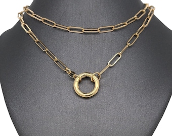 14K Yellow Gold Paperclip Link Chain with Connector Clasp