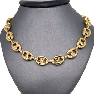 14K Italian Yellow Gold Puffed Mariner Link Chain, Mariner Link, Puffed Links, Gold Chain, Puffed Mariner Chain Necklace
