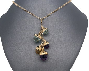 Lionheart ™ Signature Bonbon 14K Italienisches Gold, baumeln lassen Charme Halskette, Amethyst, Blautopas, Citrin, Charm Halskette, Charm Kette