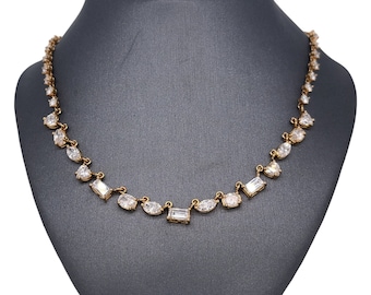 Lionheart™ Signature 14K Yellow Gold Diamond Necklace, Multi Faceted Cut Diamonds, Baguette Diamonds, Prong, Statement Piece Diamond Chain