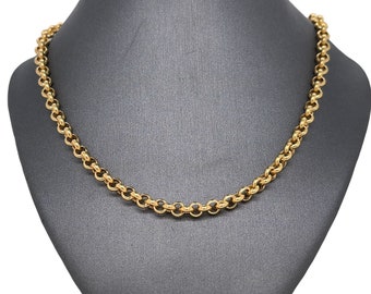 18K Italian Yellow Gold Rolo Link Chain