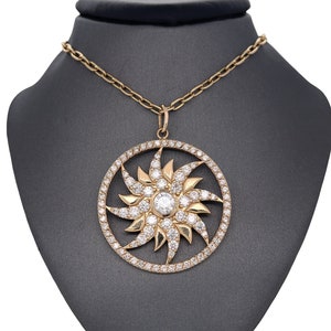 Lionheart™ Signature 18K Solid Italian Yellow Gold Diamond Sun Charm Necklace, Diamonds, Celestial, Paperclip, Statement Piece Sun Necklace