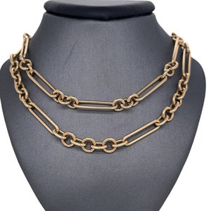 18K, 14K Solid Italian Yellow Gold Albert Link, Solid Links, Trombone Albert Chain, Heavy Duty Chain, Durable Links, Solid Chain Jewelry