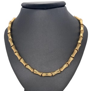 14K Yellow Gold Bamboo Chain Necklace, Bamboo Necklace, Yellow Gold Chain Necklace, Polished Necklace, Shiny Gold Bamboo Necklace