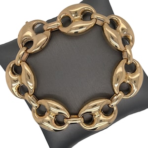 14K Italian Gold, Jumbo mega link puff mariner, Chunky Bracelet, Puffed Links, Statment  jumbo puffed chunky mariner bracelet