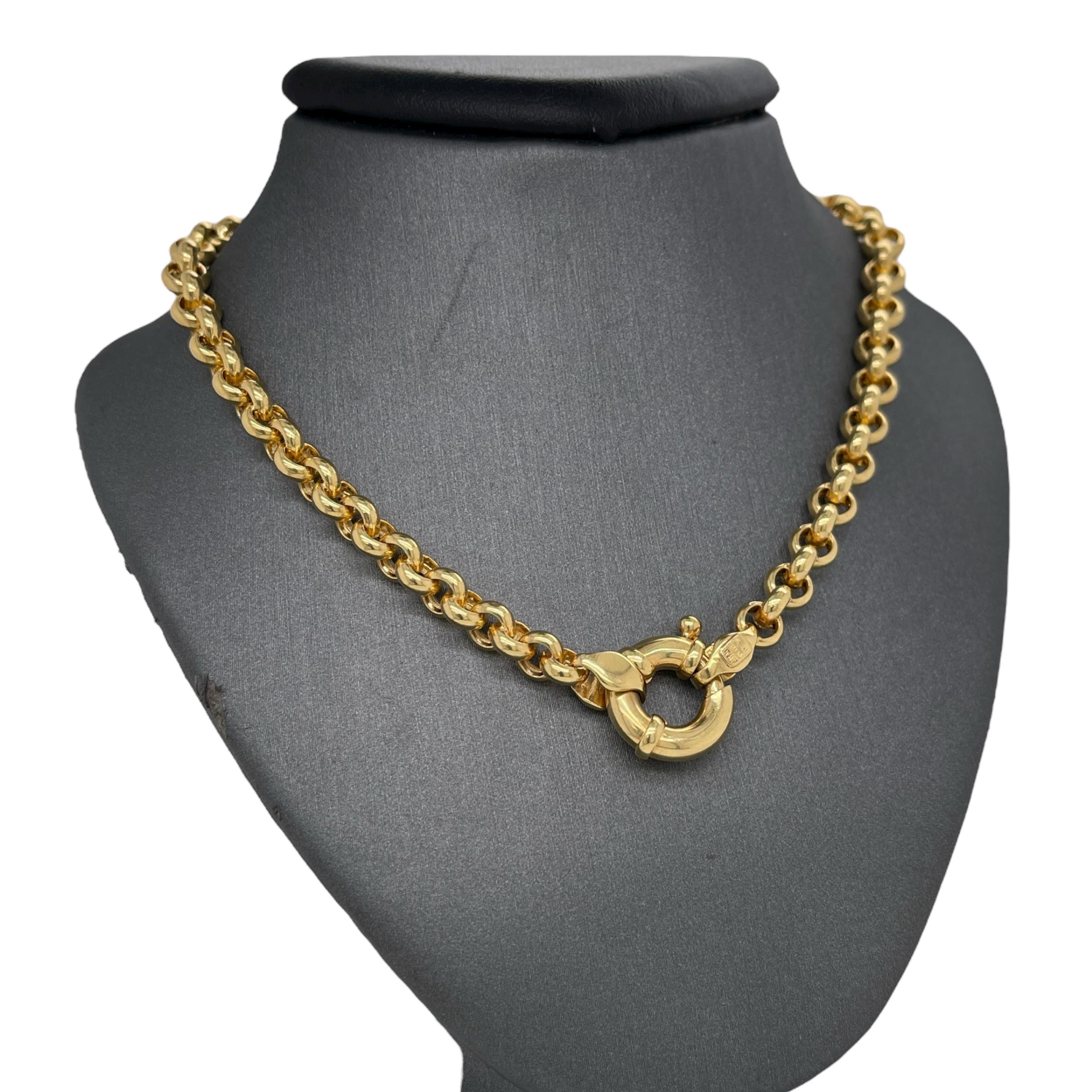 14K Yellow Gold Rolo Link Spring Clasp Chain - Etsy