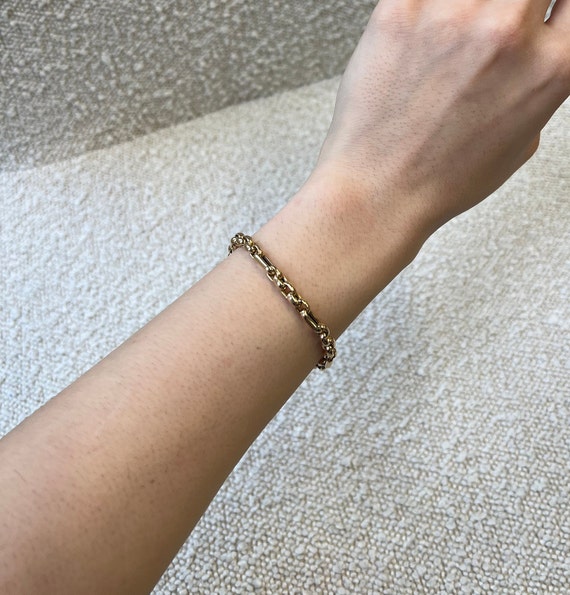 14K Italian Gold Mixed Link Chain Bracelet, Yellow Gold